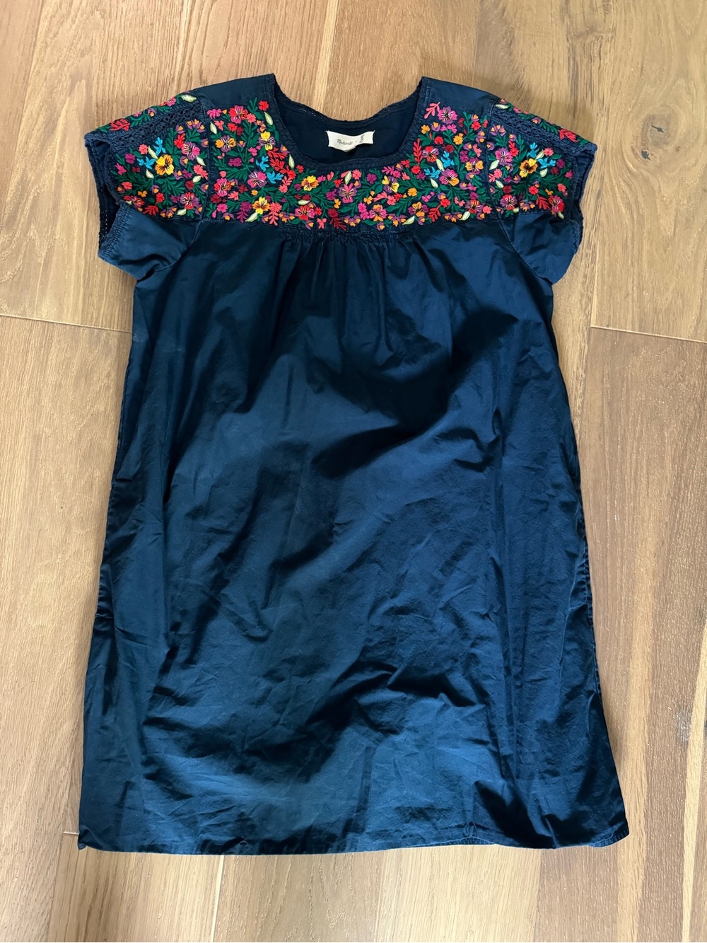 Women’s Madewell x JM Dry Goods Navy Dress with Multicolor Floral Embroidered M